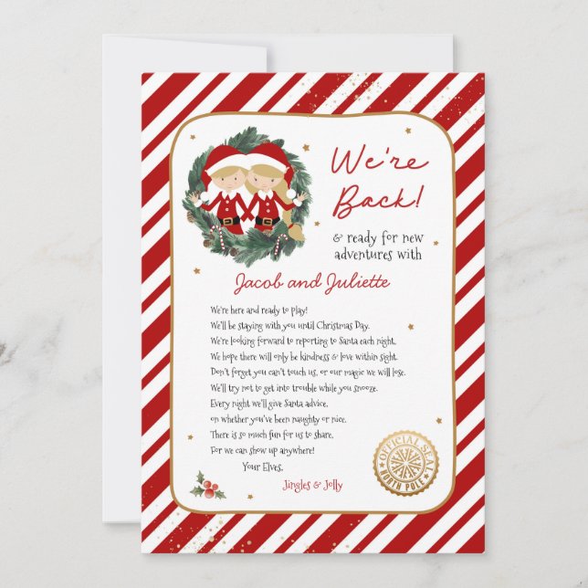 Invitation Lettre aux elfes de retour (Devant)