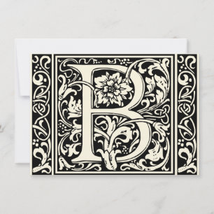 Invitation Lettre B Monogramme médiéval Art Nouveau