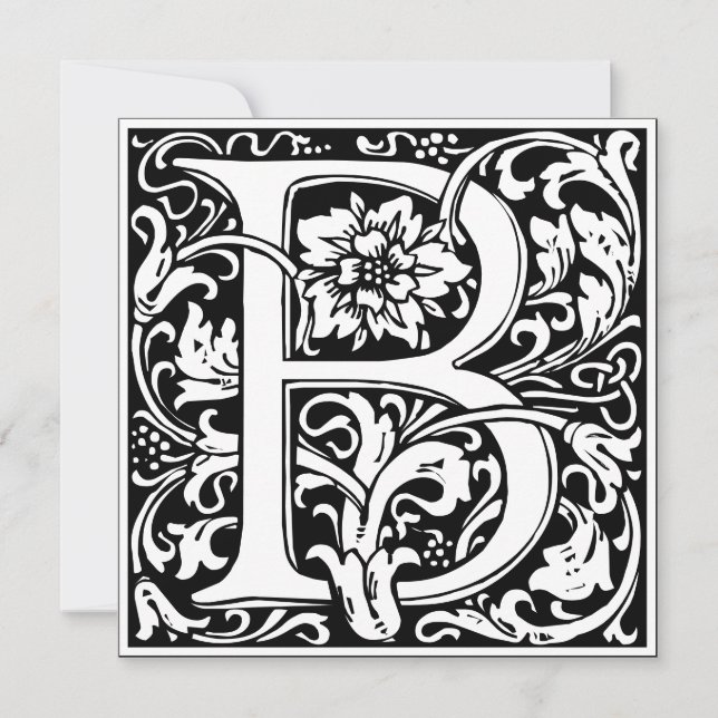 Invitation LETTRE B MONOGRAPHIQUE Art Nouveau Floral Alphabet (Devant)