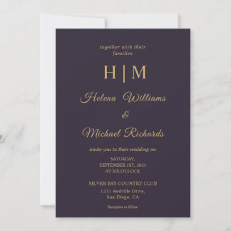 Invitation LETTRE Bleue Bleu bleu marine personnalisée Mariag