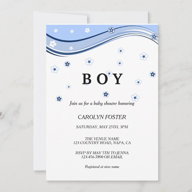 Invitation LETTRE Botanique Eucalyptus Baby shower Boy Invita (Devant)
