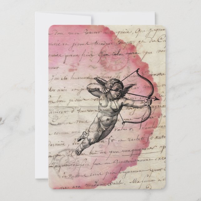 Invitation Lettre d'amour antique Cupidon Arrow Ephemera Coll (Devant)