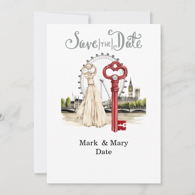 Invitation Lettre d'amour sur le thème de Londres pour amant (Devant)