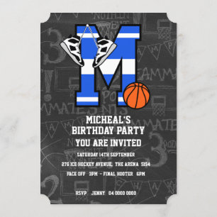 Invitation LETTRE DE Basket-Ball INITIALE M PERSONNALISÉE