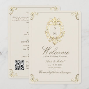 Invitation Lettre de bienvenue de mariage en or baroque vinta