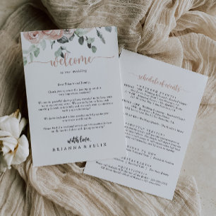Invitation Lettre de bienvenue du Mariage Rose Dusty classiqu