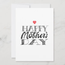 Lettre de la fête des Mères noir et blanc & Cœur
