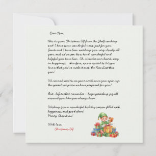 Invitation Lettre de Noël de l'Elf de Noël