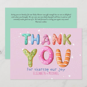 Invitation Lettre Donut Fun Blush Rose Sage Green MERCI