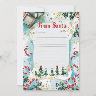 Invitation Lettre du Père Noël   Étoiles Bleues Pastel et Dor