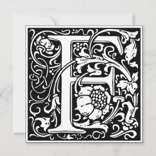 Invitation LETTRE F MONOGRAPHIQUE AFRIQUE Florale Art Nouveau