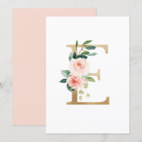 LETTRE FAUX GOLFE E BLANC MONOGRAPHIQUE Floral