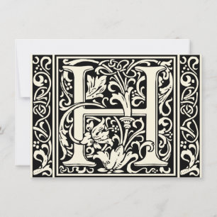 Invitation Lettre H Monogramme médiéval Art Nouveau