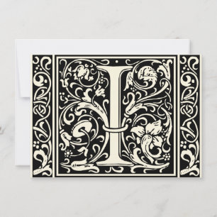 Invitation Lettre I Monogramme médiéval Art Nouveau