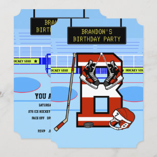 Invitation Lettre initiale personnalisée B Hockey sur glace