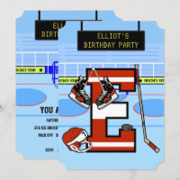 Lettre initiale personnalisée E Hockey sur glace