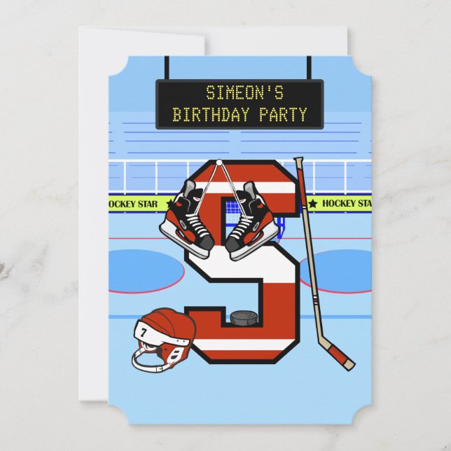 Invitation Lettre initiale personnalisée S Hockey sur glace (Devant)