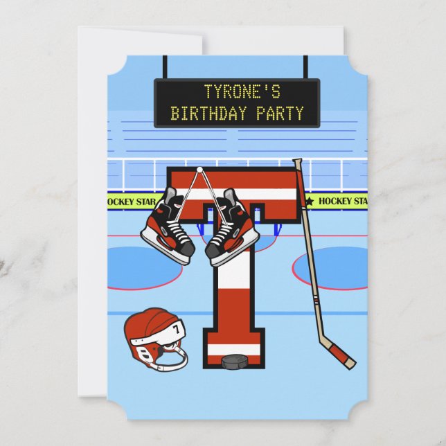 Invitation Lettre initiale personnalisée T Hockey sur glace (Devant)