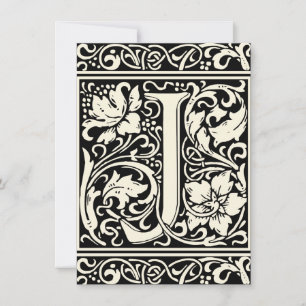 Invitation Lettre J Monogramme médiéval Art Nouveau
