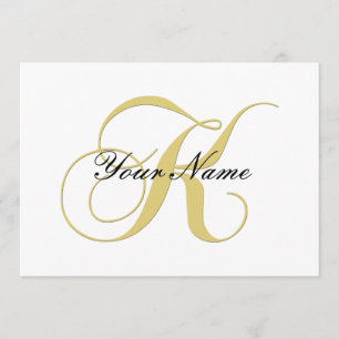Invitation Lettre Monogramme K Doré Personnalisable Simple