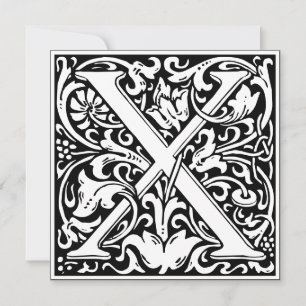 Invitation LETTRE MONOGRAPHIQUE Art Nouveau Floral Alphabet X