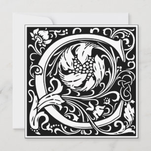 Invitation LETTRE MONOGRAPHIQUE C Florale Art Nouveau