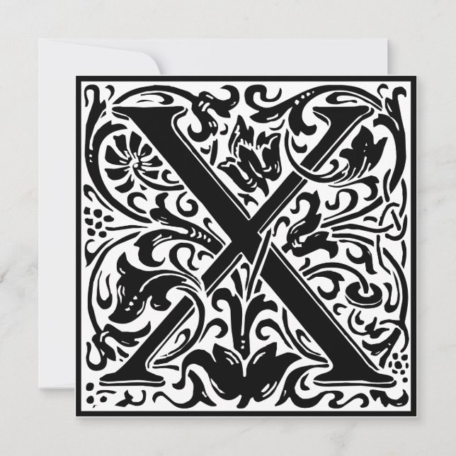 Invitation LETTRE MONOGRAPHIQUE Florale William Morris X (Devant)