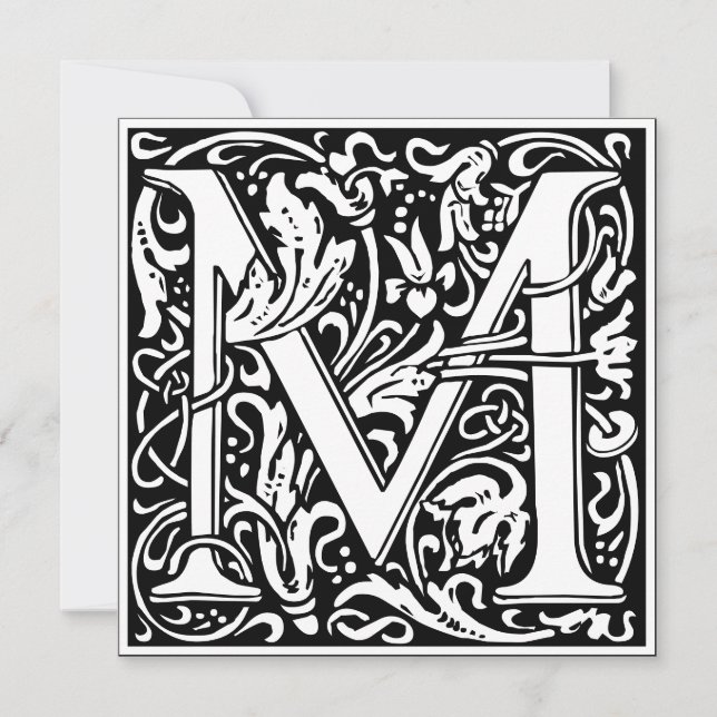 Invitation LETTRE MONOGRAPHIQUE M Florale Art Nouveau (Devant)