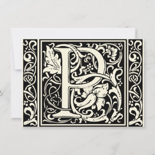 Invitation Lettre P Monogramme médiéval Art Nouveau