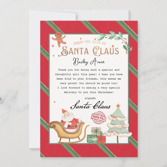 Invitation Lettre personnalisée de Père Noël (Devant)