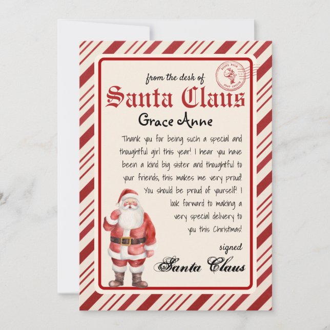 Invitation Lettre personnalisée du Modèle Père Noël (Devant)