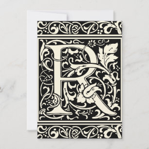 Invitation Lettre R Monogramme Art Nouveau Médiéval