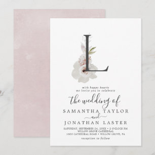 Invitation LETTRE Romance Florale L MONO Mariage