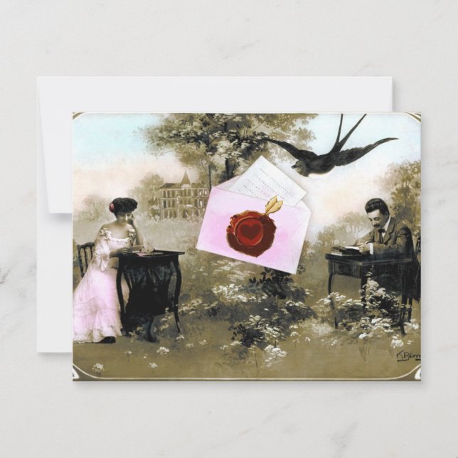 INVITATION LETTRE ROMANTIQUE DE LA SAINT-VALENTIN, MONOGRAMME (Devant)