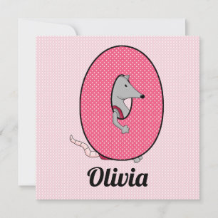 Invitation Lettre rose monogramme O Fête d'anniversaire de l'