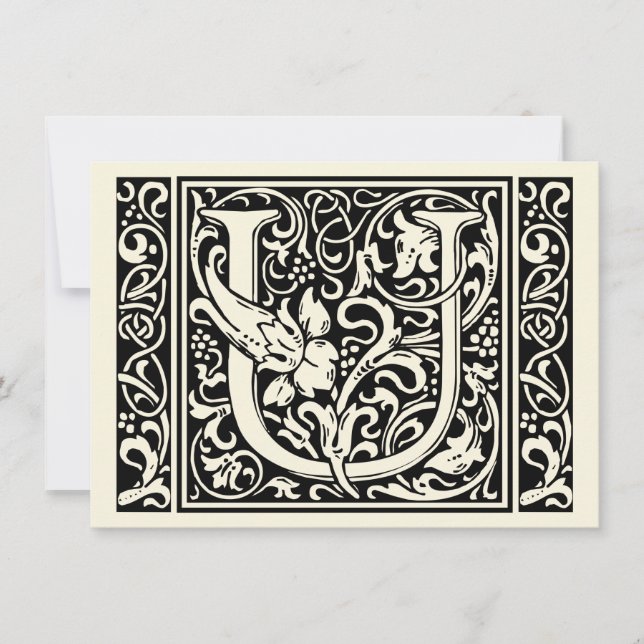 Invitation Lettre U Monogramme médiéval Art Nouveau (Devant)