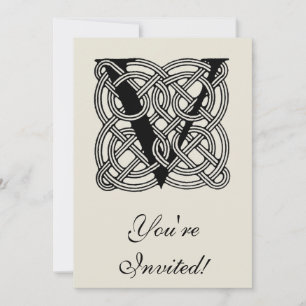 Invitation Lettre V Monogramme Nœud Celtique Vintage