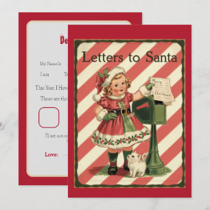 Invitation Lettre Vintage D'un Bébé Mignon À Santa