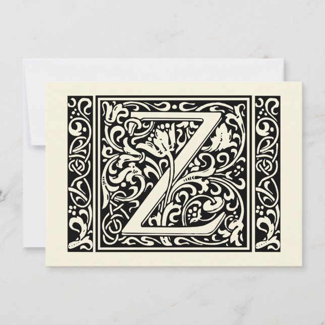 Invitation Lettre Z Monogramme médiéval Art Nouveau (Devant)