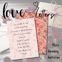 Invitation Lettres d'amour MICRO MARIAGE Rose manuscrit Paisl