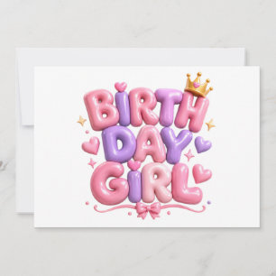 Invitation Lettres de ballons de fille d'anniversaire PNG N