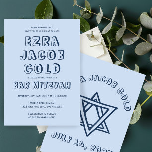 Invitation LETTRES DE DÉTAIL STAR DE DAVID Custom Bar Mitzvah