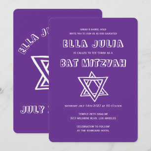 Invitation LETTRES DE DÉTAIL STAR DU Bat mitzvah DAVID Custom