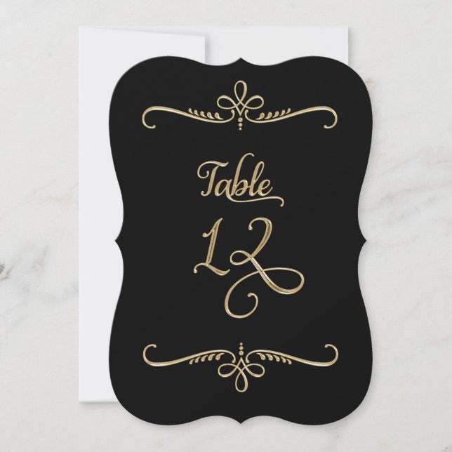 Invitation Lettres de script fantaisie Numéro de tableau 12 R (Devant)