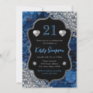 Invitation Lettres de Sirène Iridescentes Bleues 21e Annivers
