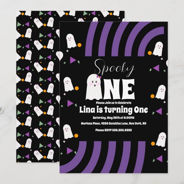 Invitation Lettres éffrayantes Une Super Halloween Anniversai (Devant / Derrière)