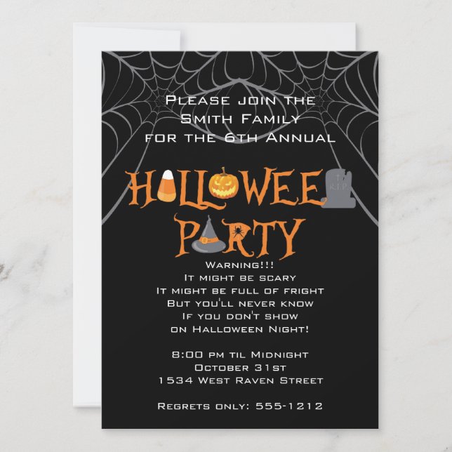 Invitation Lettres Iconiques Du Parti Halloween (Devant)