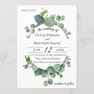 Invitation L'eucalyptus de dollar en argent part du