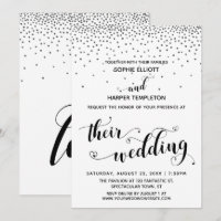 Leur Coeur Mariage Script Confetti Argent