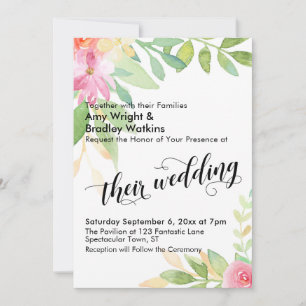 Invitation Leur typographie Mariage Aquarelle Floral Mariage